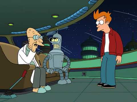 Fry ejected out of the Planet Express ship