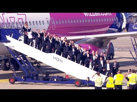 Hungary's football team returns as heroes