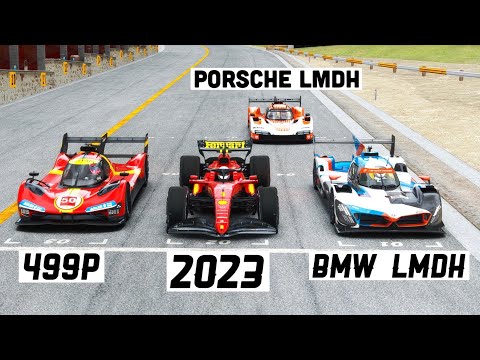 Ferrari F1 2023 vs BMW M V8 LMDh vs Ferrari 499P vs Porsche 963 LMDh - Monza GP