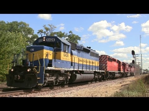 IC&E 6428 West, the CP 273, Six EMD, by Pingree Grove on 9-8-2012