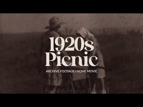 Archive footage of Picnic in the 1920s, Home Movie, 9.5mm (Pathé)