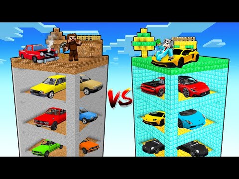 EVSİZ ARABA KULESİ VS MİLYONER ARABA KULESİ 😱 - Minecraft