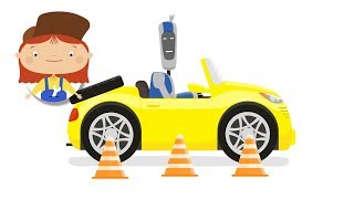 O Robô Handy e GPS no carro. Doutora McWheelie. Desenhos animados para crianças