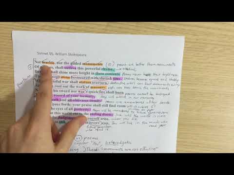 How to Analyze a Text or Poem (part 2: Sonnet 55 William Shakespeare)