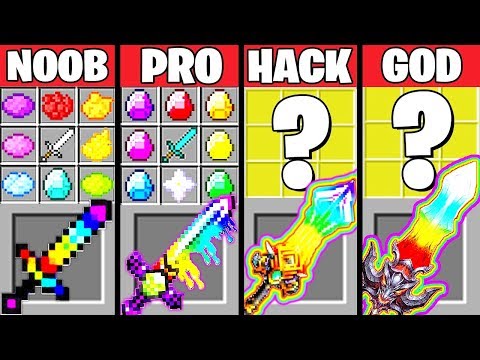 Minecraft Battle: SUPER RAINBOW SWORD CRAFTING CHALLENGE - NOOB vs PRO vs HACKER vs GOD ~ Animation