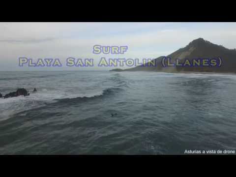 Drone captures surfers on fun waves at San Antolin