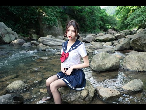 [4K] 夏天就是要跟學妹來溪邊玩水呀-小咪寶寶, 水手服, セーラー服, 세일러복,sailor uniform