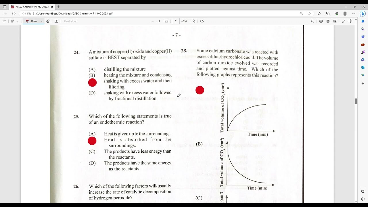 CSEC Chemistry Paper 1 JUNE 2023 Solutions