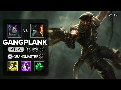 GangPlank vs Akali Mid - KR Grandmaster - Patch 25.12 Season 15