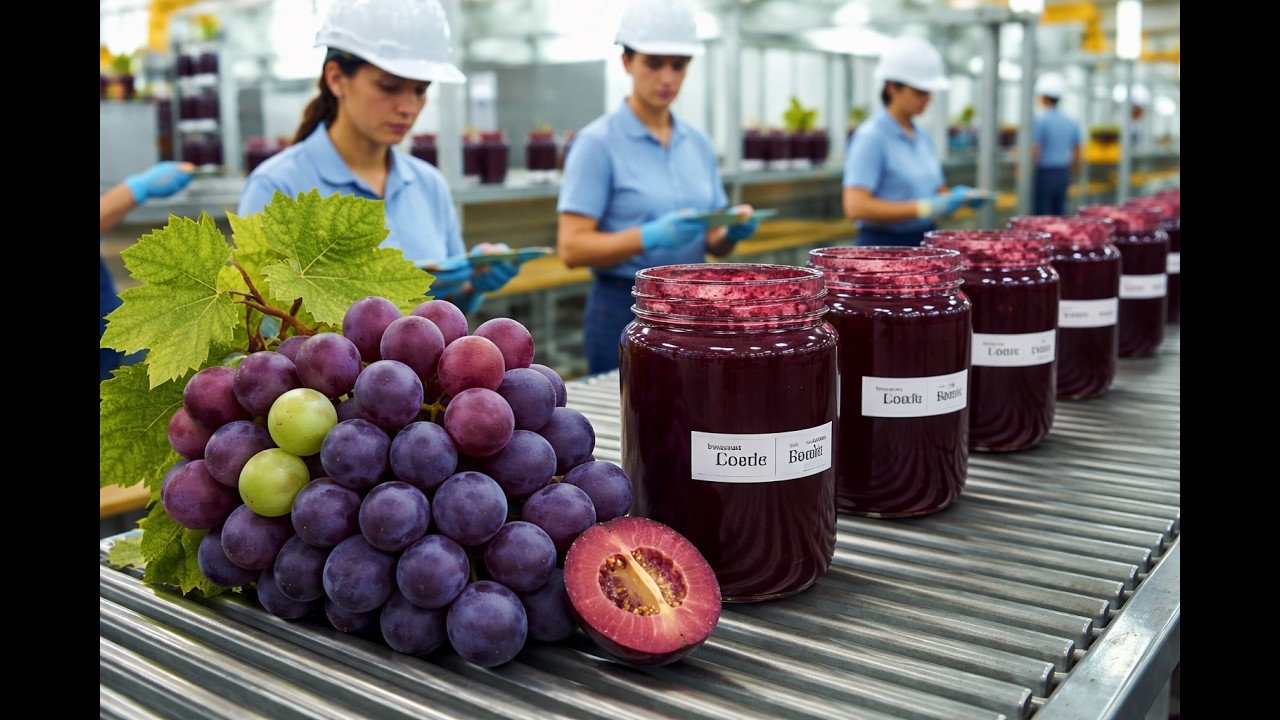 Inside the Grape Jam Factory Silent Industrial Documentary | From Production to Charity Distribution