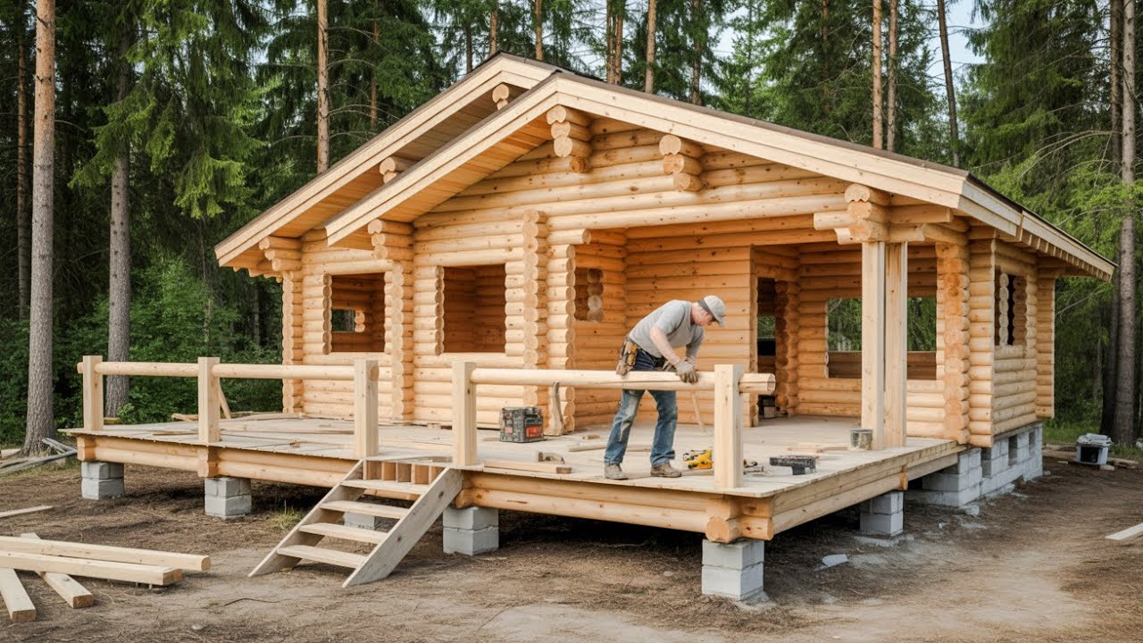 Old Man Builds a Log Cabin from Scratch in Alaska’s Snowstorm | Start to Finish @ThisIsMyAlaska