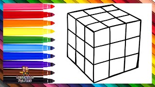 Desenhar E Colorir Um Cubo Mágico 🟥🟧🟨🟩🟦 Desenhos Para Crianças
