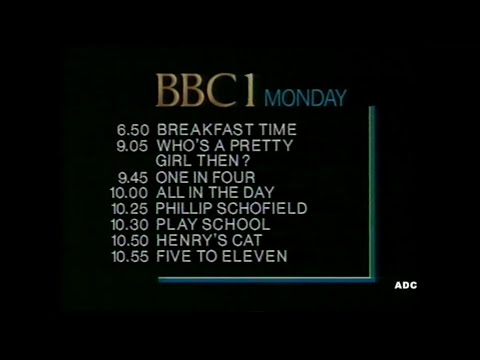 BBC1 closedown announcer David Wheal + new BBC daytime menu 26th October 1986