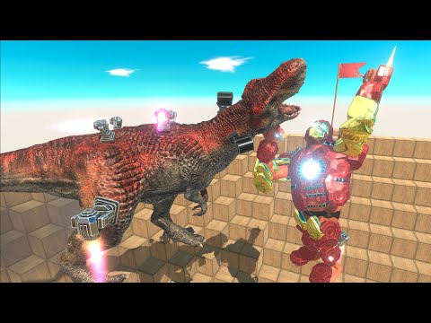 ⚡ Iron Man vs Mech T-Rex on New Update Rocket Launcher - 🦖 Animal Revolt Battle Simulator 🦕