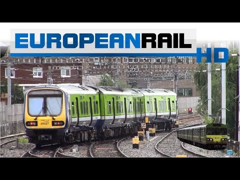 Iarnród Éireann Irish Rail DART 8100 EMU arrives & Commuter 29000 DMU departs Dublin Pearse