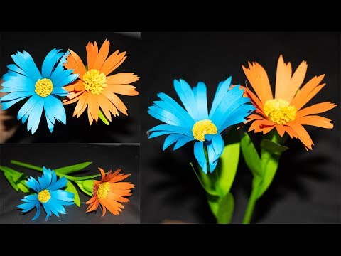 DIY- How To Make A Aster Paper Flower From Color Paper | Beautiful Paper flower | Color Paper Craft