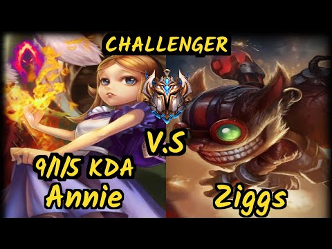 Annie Bot (ANNIE) vs ZIGGS - 9/1/5 KDA MID CHALLENGER GAMEPLAY - NA