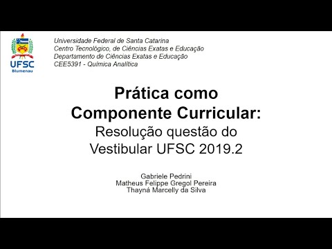 Química - Resolução questão vestibular UFSC 2019-2