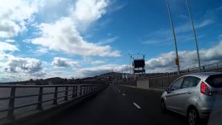 Driving Across Tay Road Bridge On Visit To Dundee Scotland