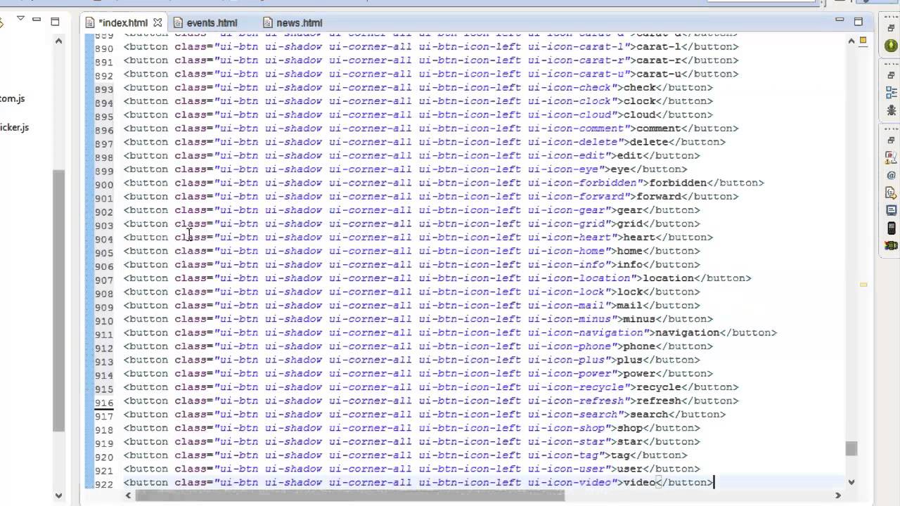 13. jQuery Mobile icons