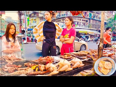 Delicious Charcoal Roast Duck, Chicken, Pork rib, Salt Crust fish & More | Cambodian Street Food