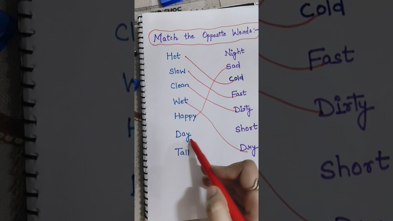 Match the Opposite Words/lkg english worksheet for kids