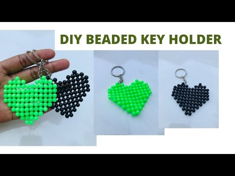 DIY LOVE Shaped beaded KEYCHAIN//Beaded key holder.