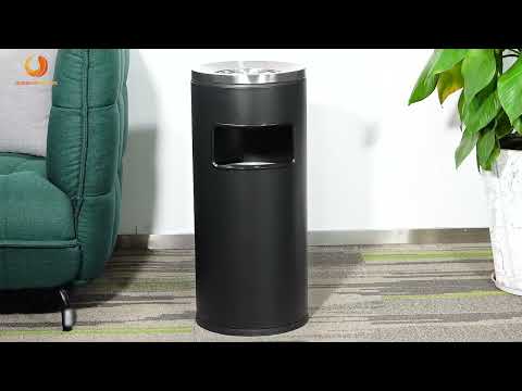 BEAMNOVA Outdoor Trash Can with Lid Black Commercial Garbage Enclosure Stainless Steel Yard Garage
