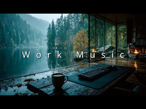 Misty Lake Work Music | Deep Focus Productivity | Ambient Study Music Cabin View