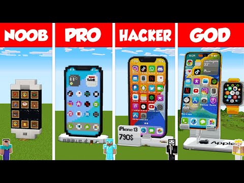Minecraft WORKING IPHONE 14 PRO MAX TNT HOUSE BUILD CHALLENGE - NOOB vs PRO vs HACKER vs GOD