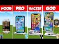 Minecraft WORKING IPHONE 15 PRO MAX HOUSE BUILD CHALLENGE - NOOB vs PRO vs HACKER vs GOD