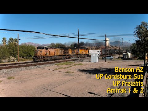 Benson, AZ | UPRR Lordsburg Sub, MP 1032 - East (Chat) | SouthWest RailCams LIVE