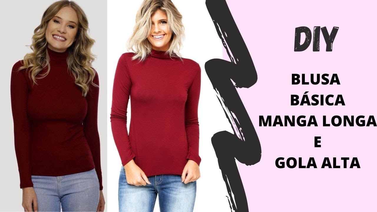 PASSO A PASSO DE COMO FAZER BLUSA MANGA LONGA E GOLA ALTA PARA O INVERNO I Muito fácil e rápida
