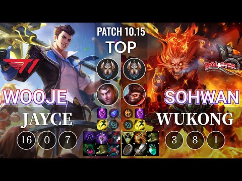 T1 Wooje Jayce vs KT SoHwan Wukong Top - KR Patch 10.15