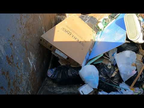 Insane Double Smash! Compactor Eats Garbage While Backhoe Crushes Furniture & Wood!