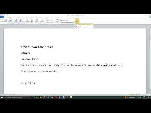 Korespondencja Seryjna MS Word, szablon, baza adresów Excel
