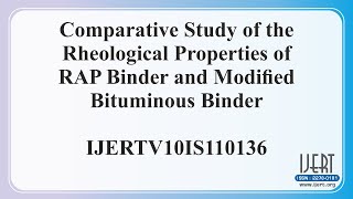 Comparative Study of the Rheological Properties of RAP Binder and Modified Bituminous Binder