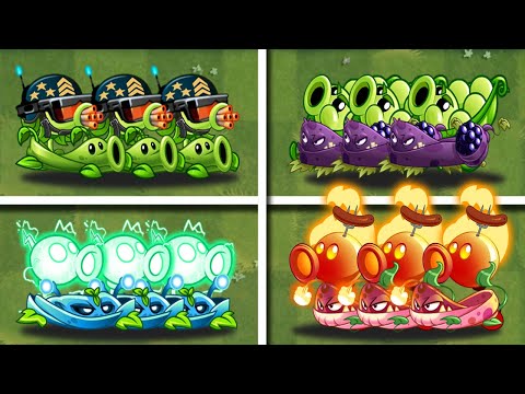 4 Team Peashooter + Vine Plants Battles - Which Team Will Win? - PvZ 2 Team Plants vs Team Plants