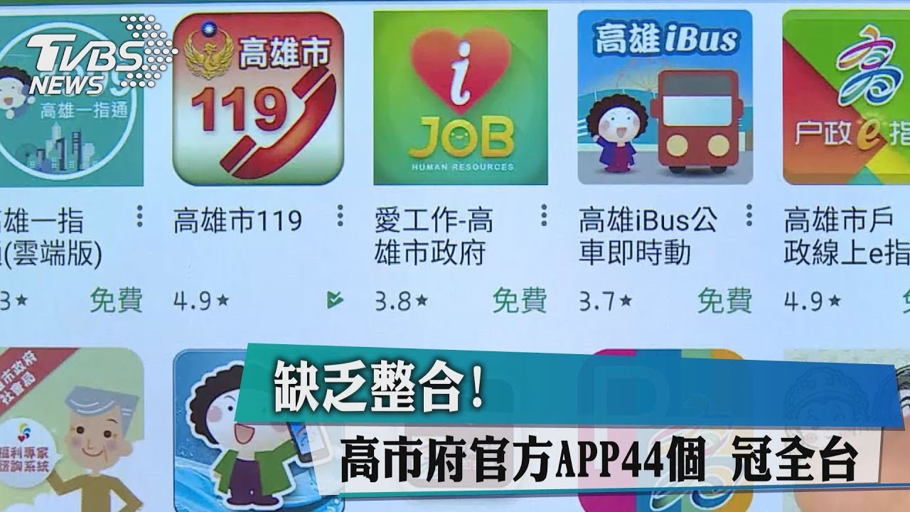 缺乏整合! 高市府官方APP44個冠全台