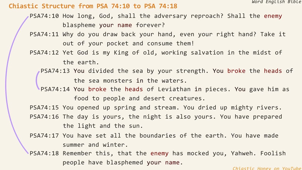 Chiastic Structure from Psalm 74:10 to Psalm 74:18 in World English Bible