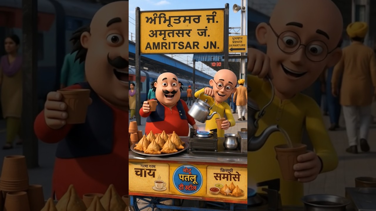 What happens when Motu & Patlu open a tea and samosa stall at Amritsar Railway Station #shorts #vlog