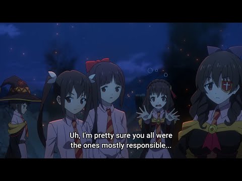 The Crimson Demons show their force by destroying the village | Kono Subarashii Sekai ni Bakuen wo!