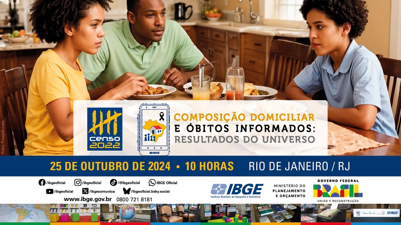 Ao vivo: IBGE divulga dados sobre composição domiciliar e óbitos