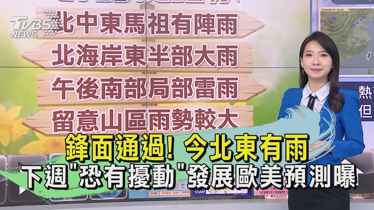 天氣/鋒面通過!今北東有雨 下週「恐有擾動」發展歐美預測曝