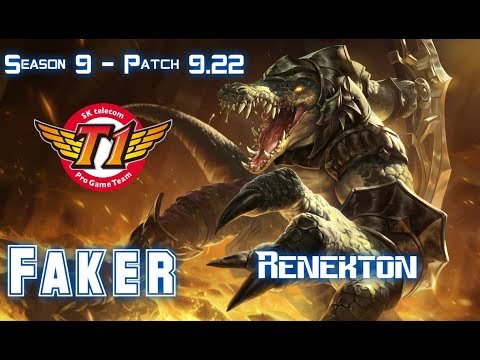 SKT T1 Faker RENEKTON vs JAYCE Mid - Patch 9.22 KR Ranked