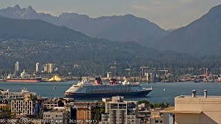 LIVE RECORDING Disney Wonder's beautiful Vancouver Morning Cruise Arrival under Snowcapped Mountains