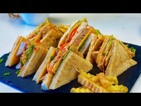 How To Make Restaurant Style Club Sandwich | Chicken Sandwich Recipe