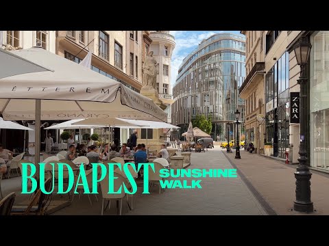 Sunshine in Budapest, Hungary Walking Tour - 4K