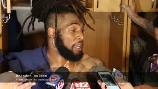 Brandon Bolden Miami Dolphins wide receiver speaking after game against New England Patriots