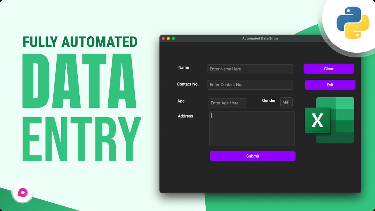 Create a Modern Data Entry Form in Python: CustomTkinter GUI Tutorial with Excel Integration